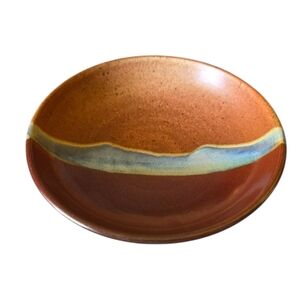 Sunset Canyon Pottery Rustic Ceramic 11" Bowl Blue Accent Southwestern Signed